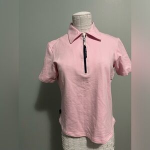 Barbour pink half zip short sleeve cotton golf shirt